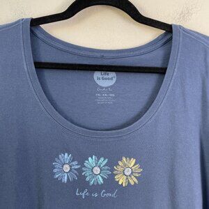 Life Is Good Womens Plus XXL Floral Daisy Crusher Tee Classic Fit T Shirt Top